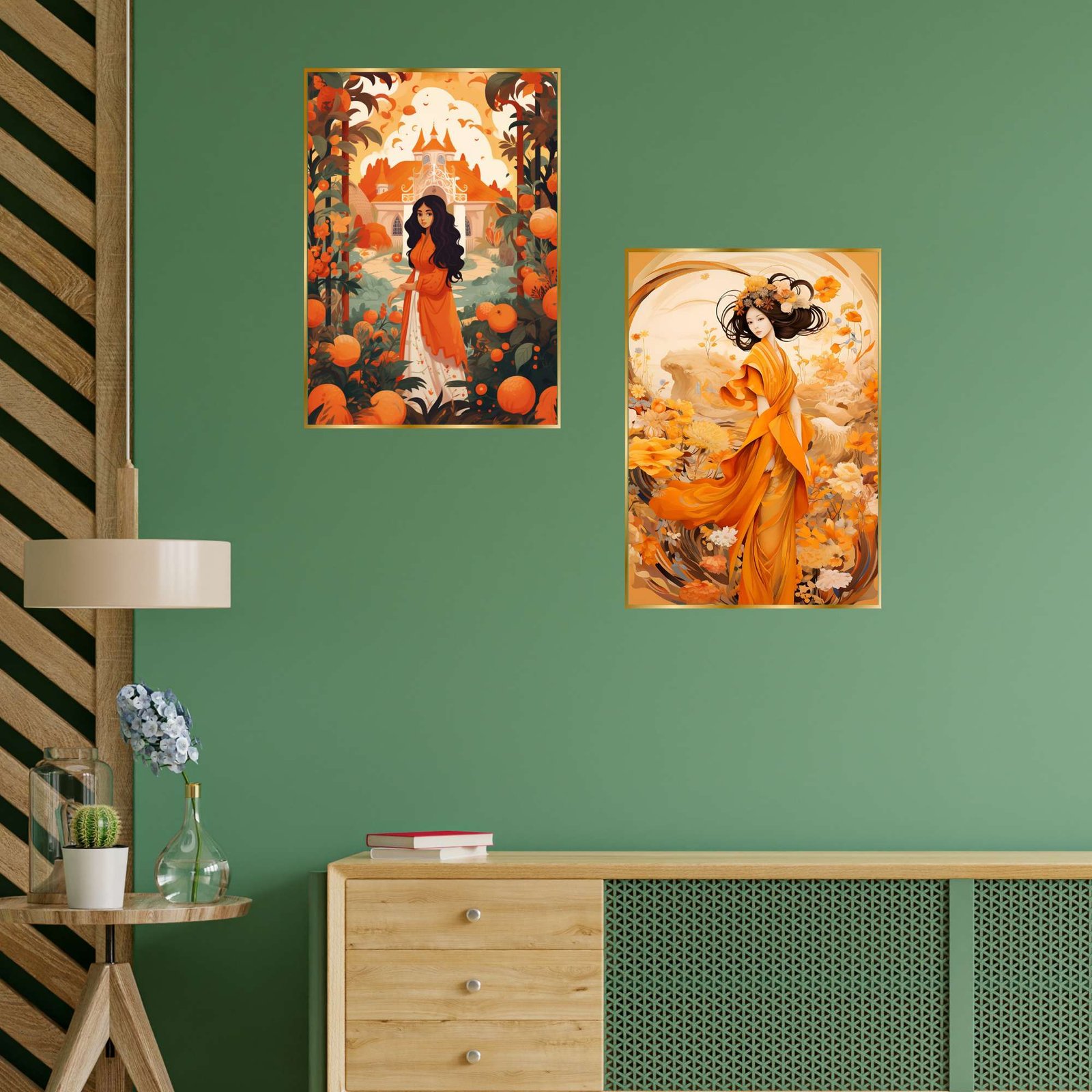 Set of Two Wall Paintings for Wall Dacoration Golden Framed Wall Paintings for Living Room & Bedroom Wall Art for Home Decoration & Office Wall Dรฉcor (14x11 inch CH-GD2-20) - Image 2