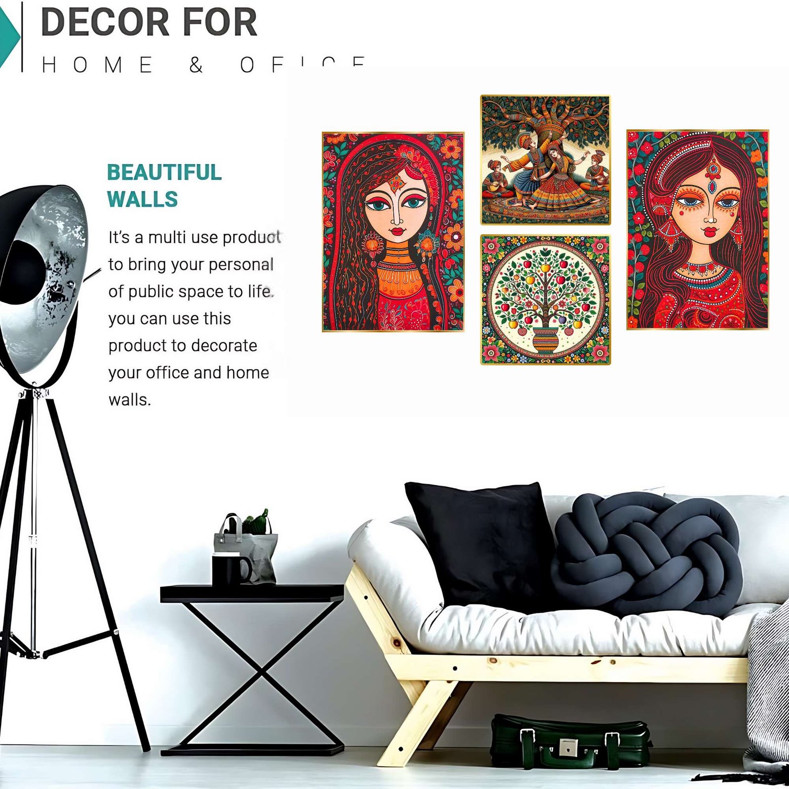 Set of Four Wall Paintings for Wall Dacoration Golden Framed Wall Paintings for Living Room & Bedroom Wall Art for Home Decoration & Office Wall Dรฉcor (13x10 inch CH-GD4-12) - Image 2