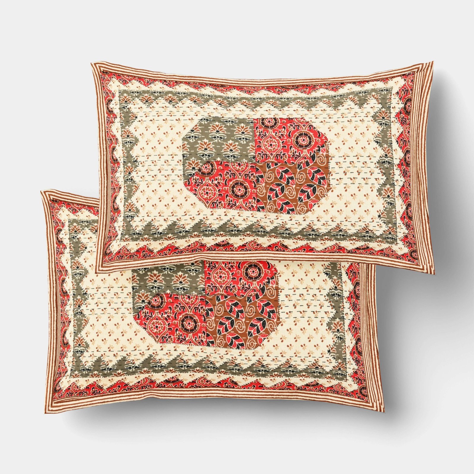 Rajasthani Traditionally Printed Cotton Doublebed Bedsheet With Pack of 2 Pillow Covers - Image 3